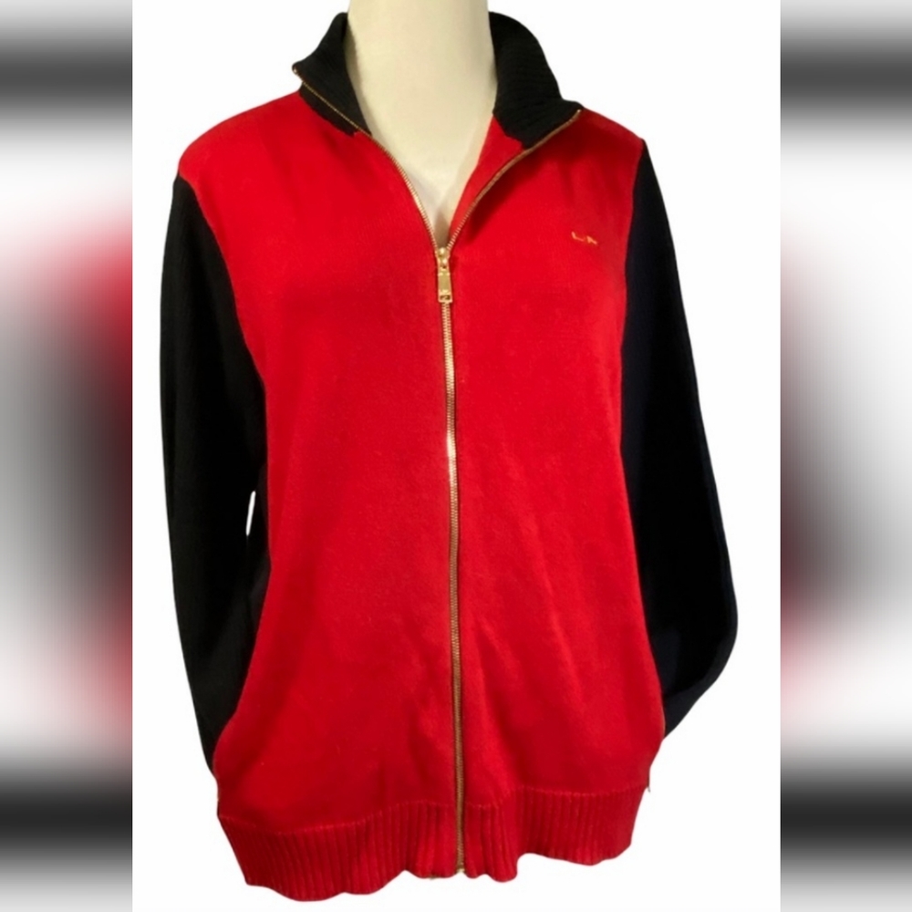 Lauren Ralph Lauren Colorblock Preppy Sweater Cardigan Jacket